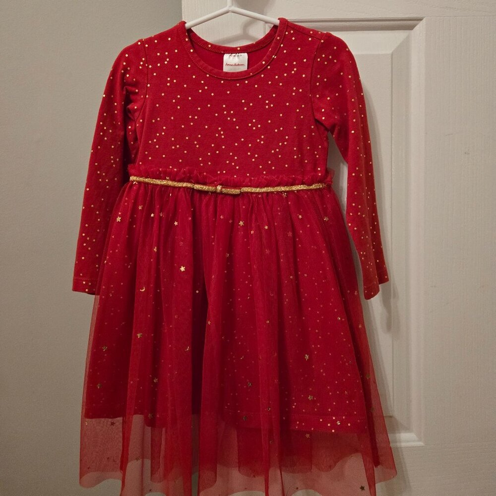Girls Hanna Andersson Red and gold holiday dress size 3T